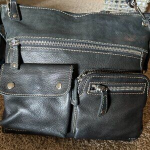 Black Leather Fossil Crossbody Bag